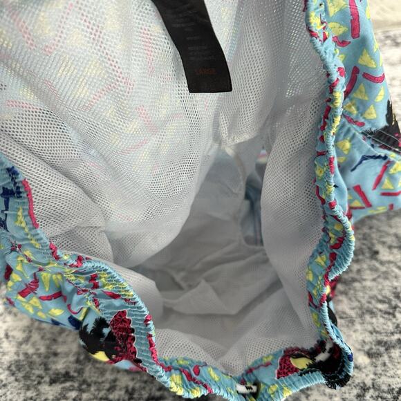 Maui and Sons Mens Swim Trunks Shorts Palm Tree Print 80s Retro Size Large Blue - Picture 9 of 10